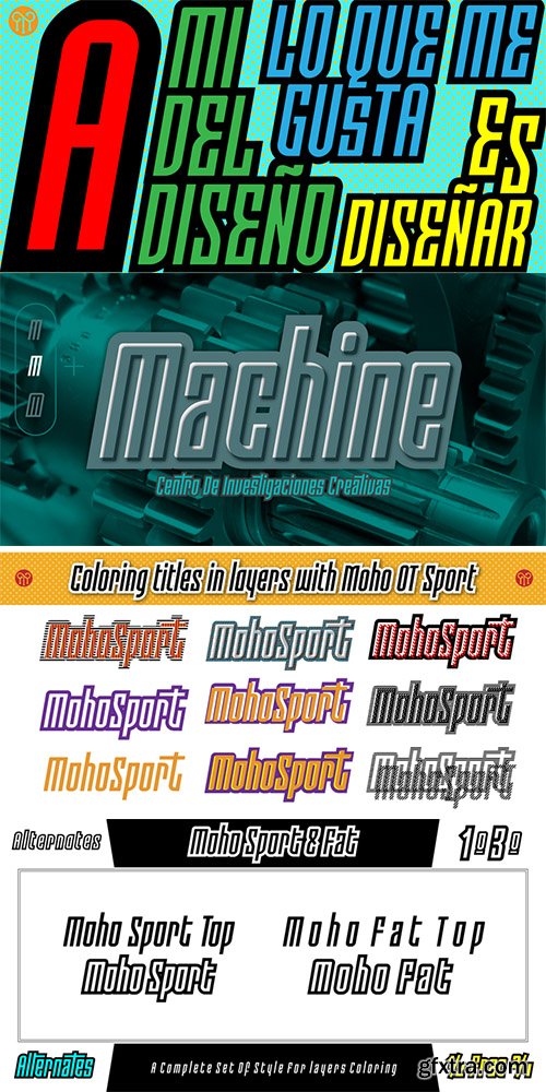 Moho Sport Pro Font Family - 4 Fonts $120