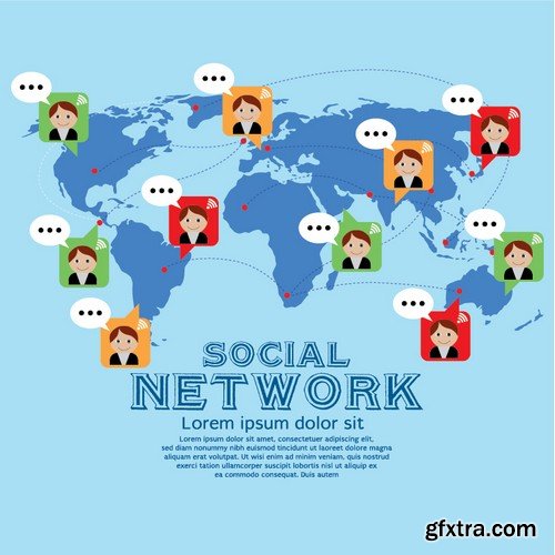 Stock Vectors - Social Network 3, 25xEPS