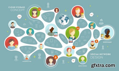 Stock Vectors - Social Network 3, 25xEPS