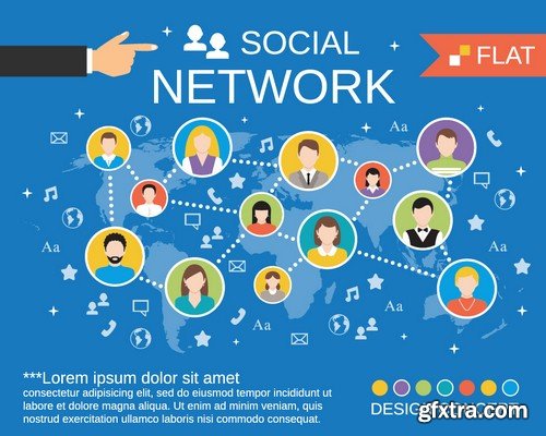 Stock Vectors - Social Network 3, 25xEPS