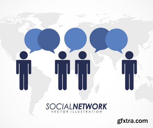 Stock Vectors - Social Network 3, 25xEPS