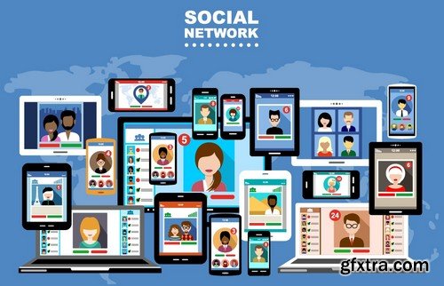 Stock Vectors - Social Network 3, 25xEPS