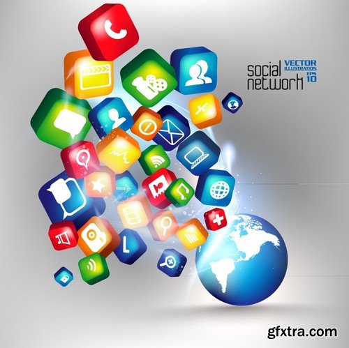 Stock Vectors - Social Network 3, 25xEPS