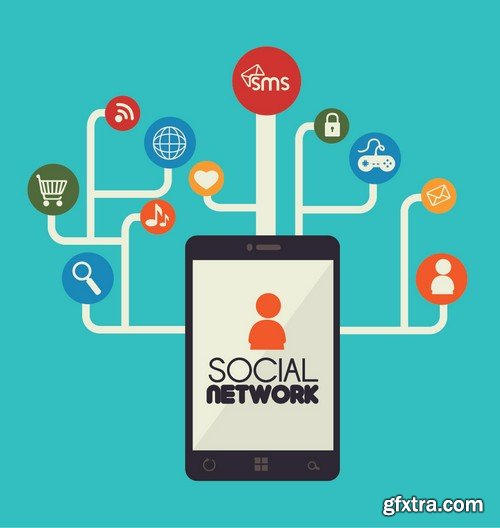 Stock Vectors - Social Network 3, 25xEPS