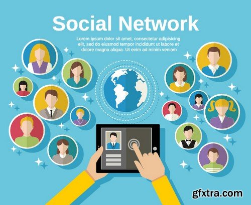 Stock Vectors - Social Network 3, 25xEPS