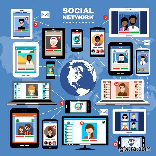 Stock Vectors - Social Network 3, 25xEPS