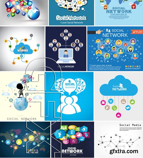 Stock Vectors - Social Network 3, 25xEPS