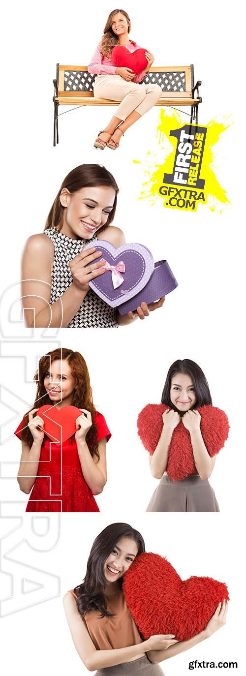 Stock Photos - Beautiful Girls Holding Heart