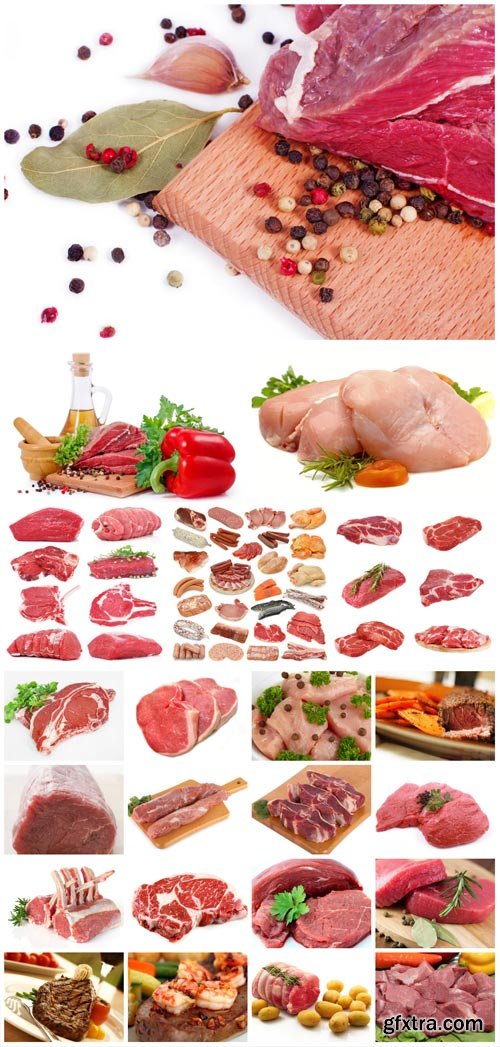 Meat with herbs and spices - stock photos