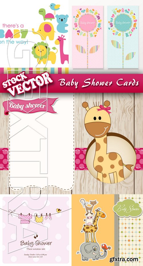 Stock Vector - Baby Shower Cards