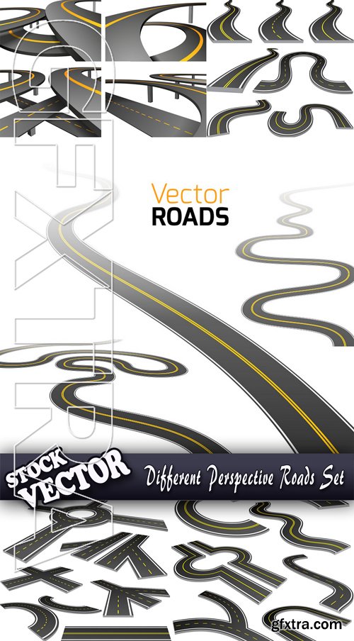 Stock Vector - Different Perspective Roads Set