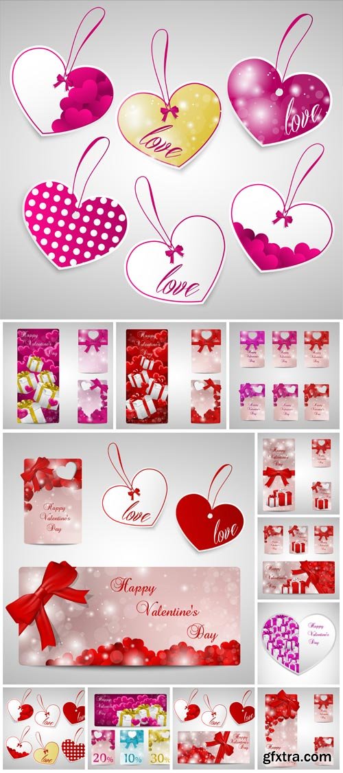 Valentine's Day, vector hearts, labels