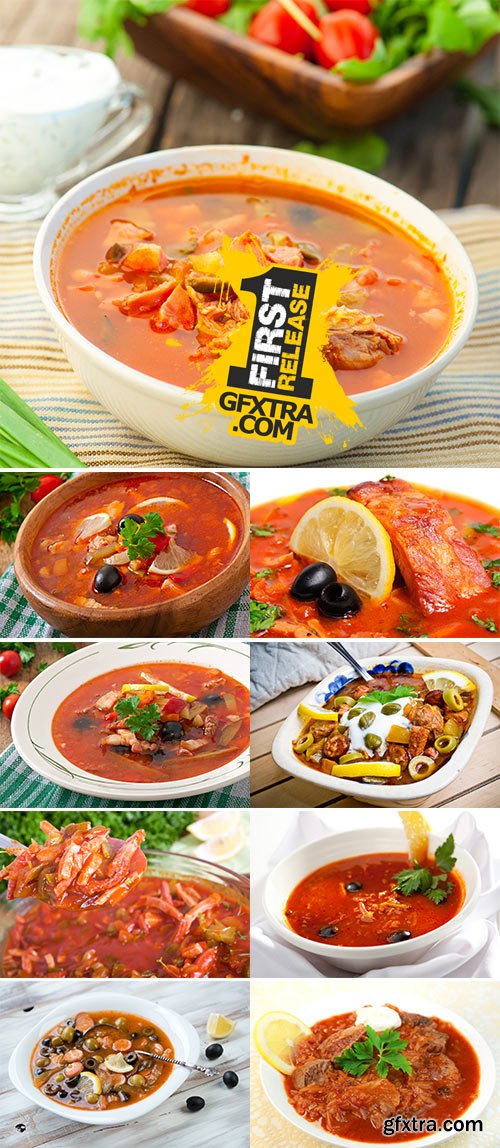 Stock Photo Traditional tasty russian Soljanka soup