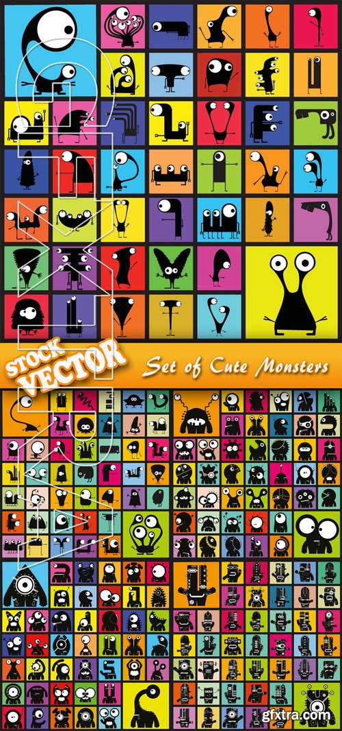 Stock Vector - Set of Cute Monsters