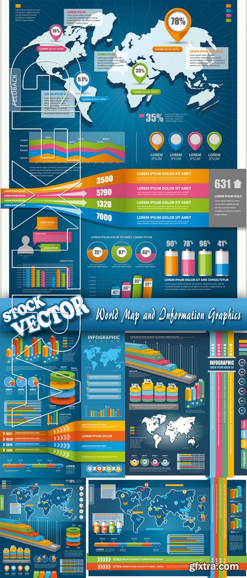 Stock Vector - World Map and Information Graphics