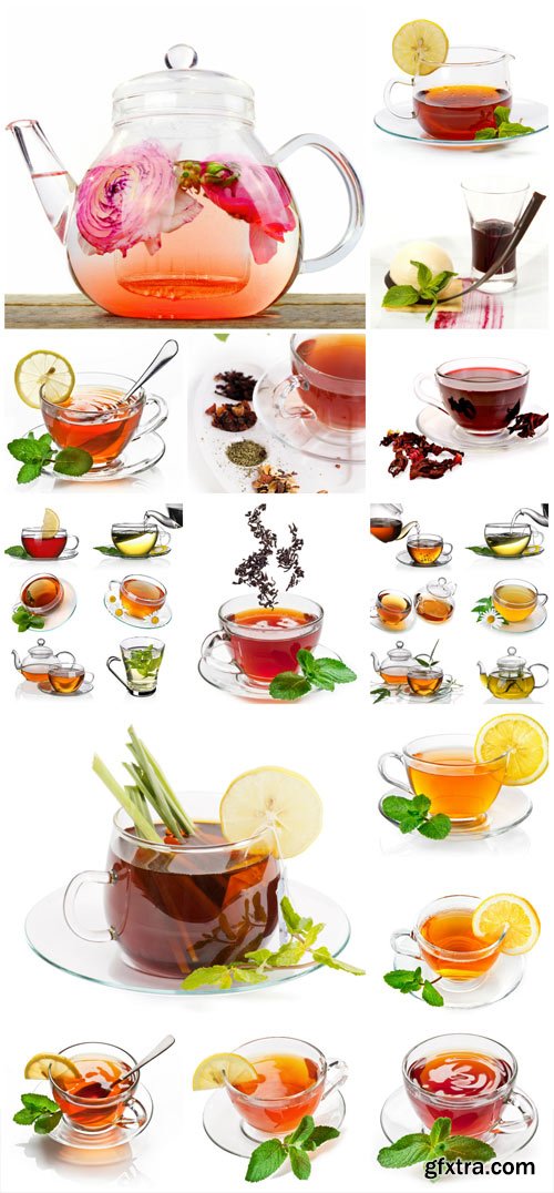 Tea, cup and teapot with tea - stock photos