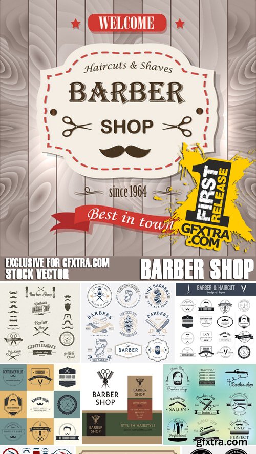 Stock Vectors - Barber Shop, 25xEPS