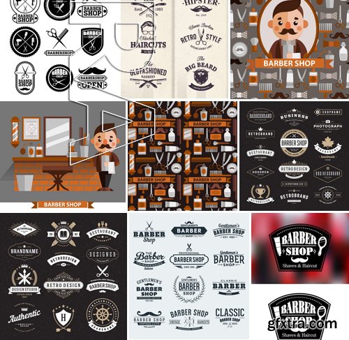 Stock Vectors - Barber Shop, 25xEPS