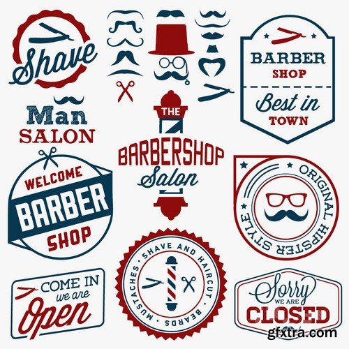 Stock Vectors - Barber Shop, 25xEPS