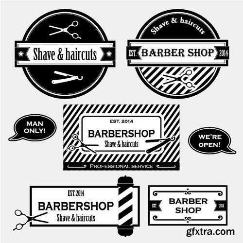 Stock Vectors - Barber Shop, 25xEPS