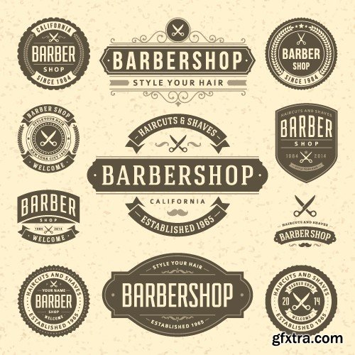 Stock Vectors - Barber Shop, 25xEPS