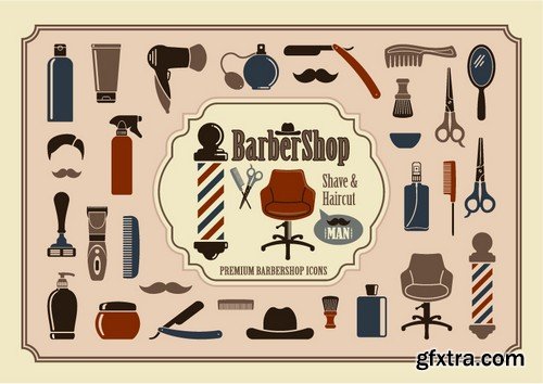 Stock Vectors - Barber Shop, 25xEPS