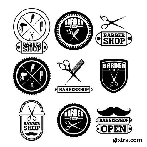 Stock Vectors - Barber Shop, 25xEPS