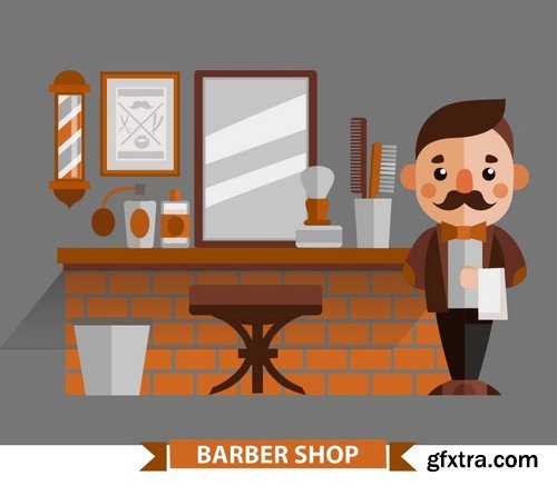 Stock Vectors - Barber Shop, 25xEPS