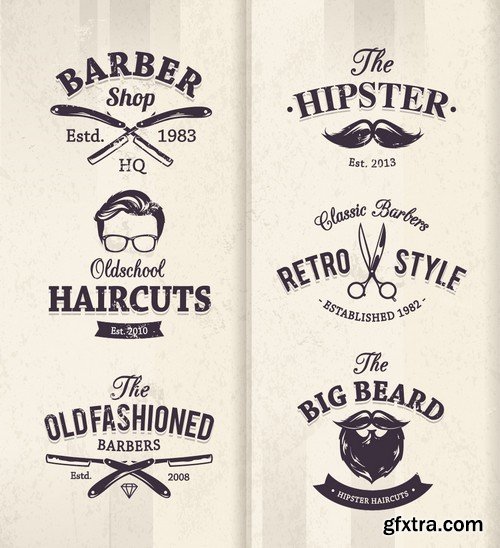 Stock Vectors - Barber Shop, 25xEPS