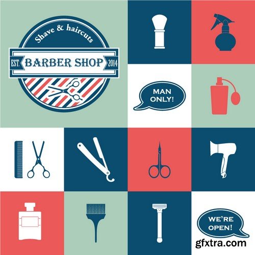 Stock Vectors - Barber Shop, 25xEPS