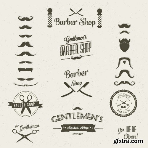 Stock Vectors - Barber Shop, 25xEPS