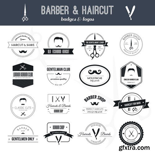 Stock Vectors - Barber Shop, 25xEPS