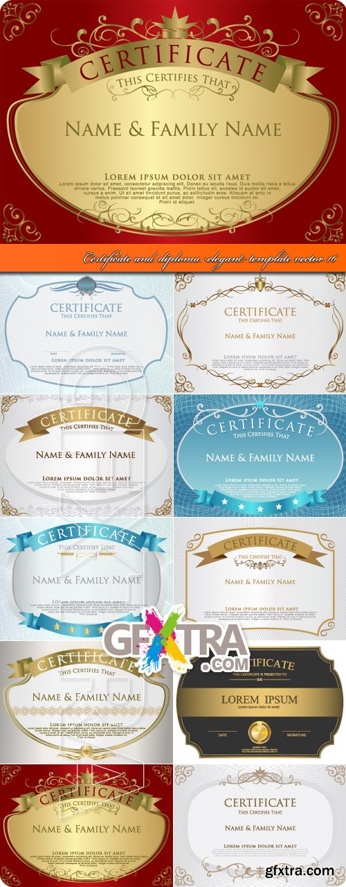 Certificate and diploma elegant template vector 16