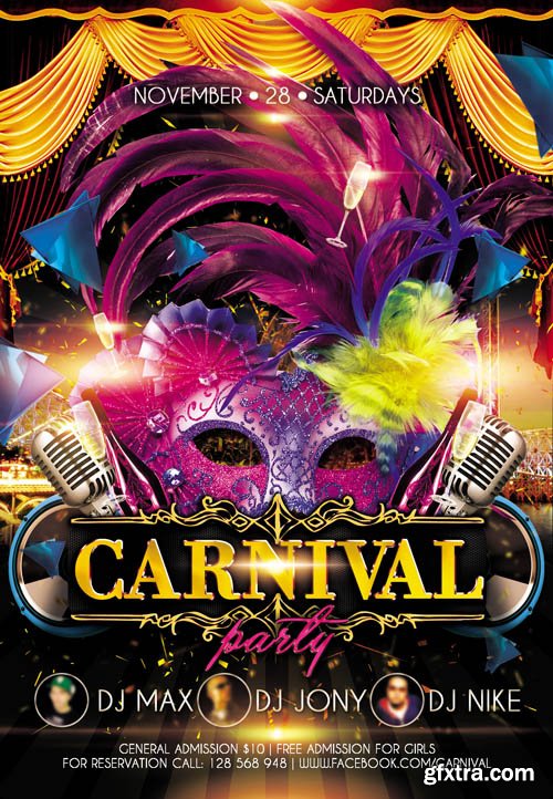 Carnival Party Flyer PSD Template