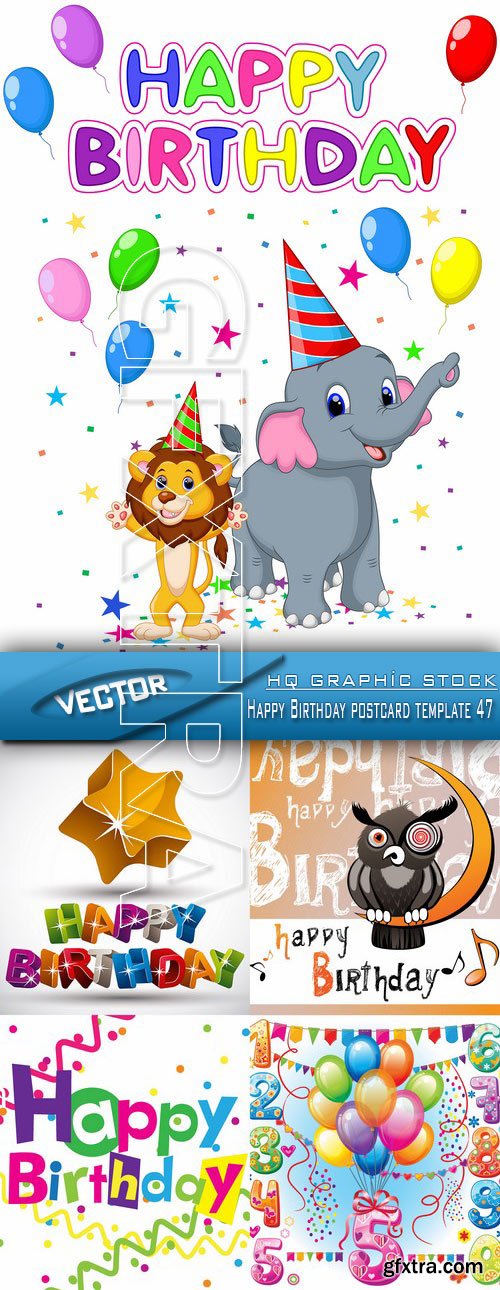 Stock Vector - Happy Birthday postcard template 47