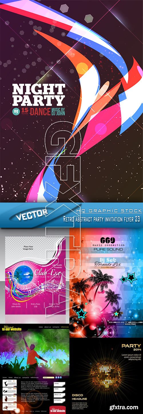 Stock Vector - Retro abstract party invitation flyer 23