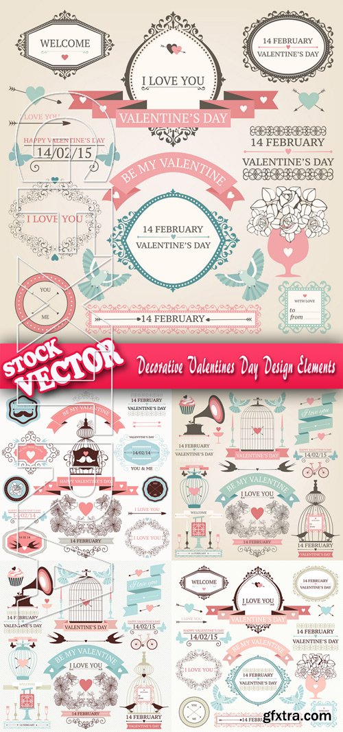 Stock Vector - Decorative Valentines Day Design Elements