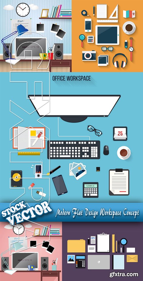 Stock Vector - Modern Flat Design Workspace Concept