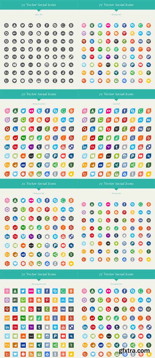 72 Social Media Vector Icons