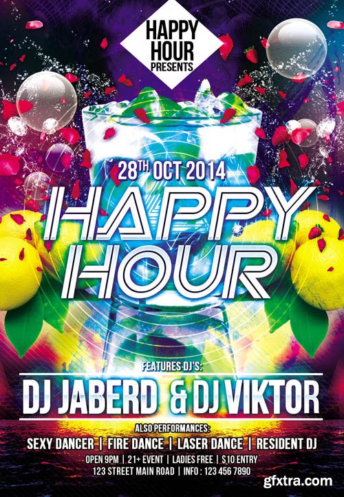 Happy Hour Flyer PSD Template