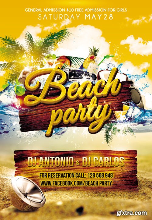 Beach Party Flyer PSD Template