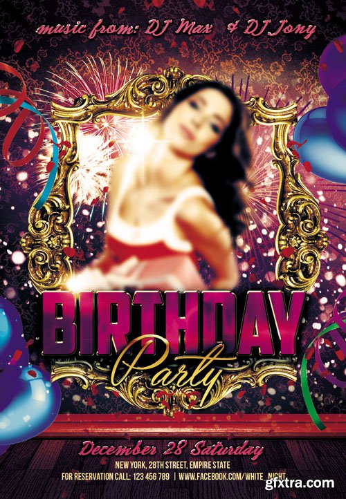 Birthday Party 3 Flyer PSD Template