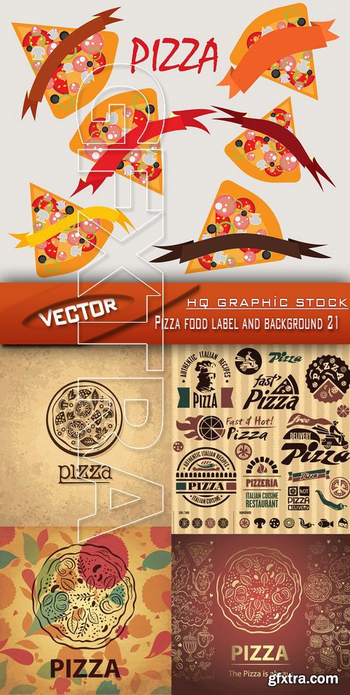 Stock Vector - Pizza food label and background 21