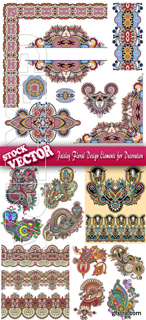 Stock Vector - Paisley Floral Design Elements for Decoration