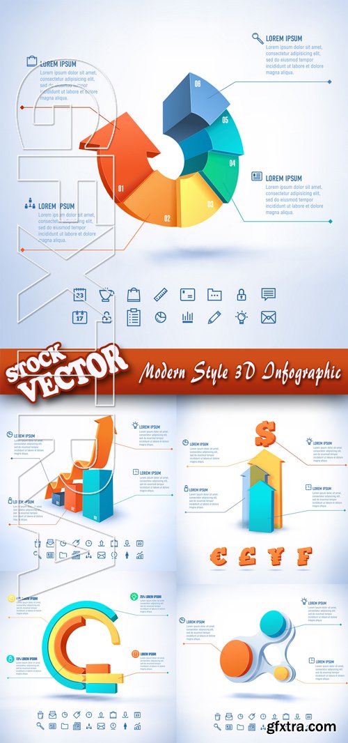 Stock Vector - Modern Style 3D Infographic