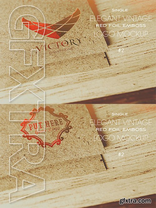 CM - Vintage Red Foil Logo Mockup 2