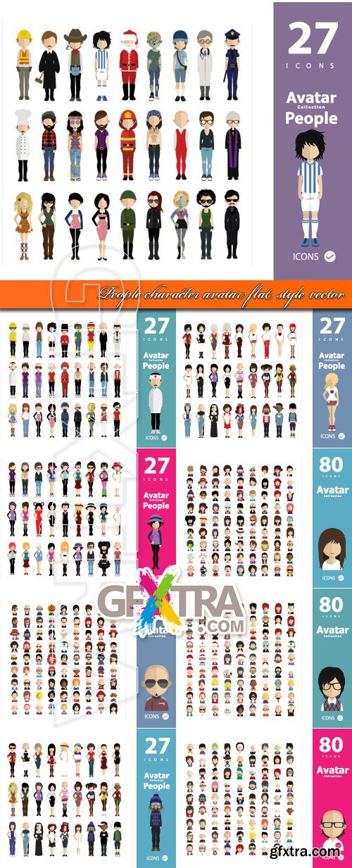 People character avatar flat style vector