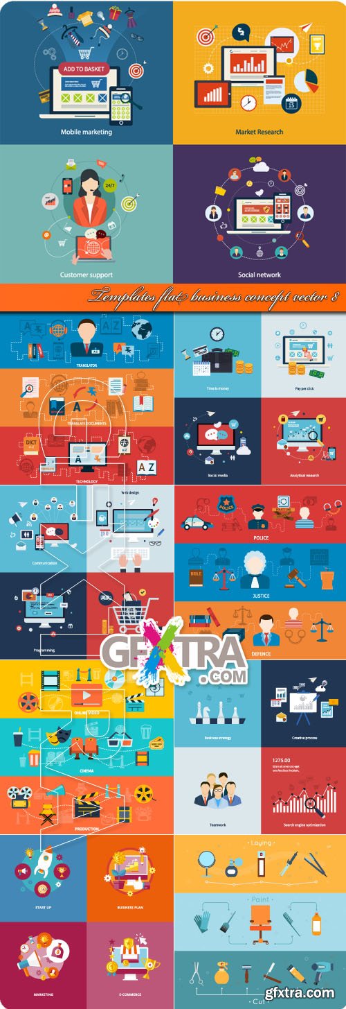 Templates flat business concept vector 8