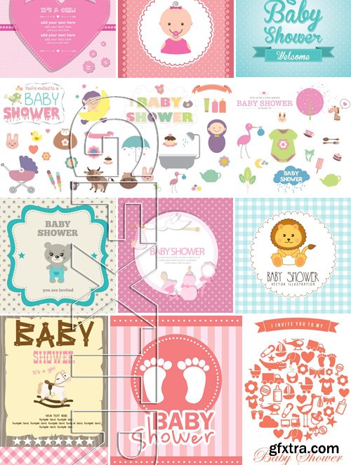 Stock Vectors - Baby Shower, 25xEPS