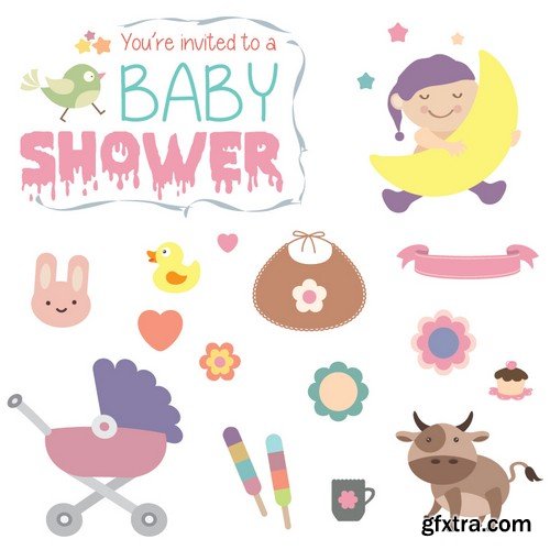 Stock Vectors - Baby Shower, 25xEPS